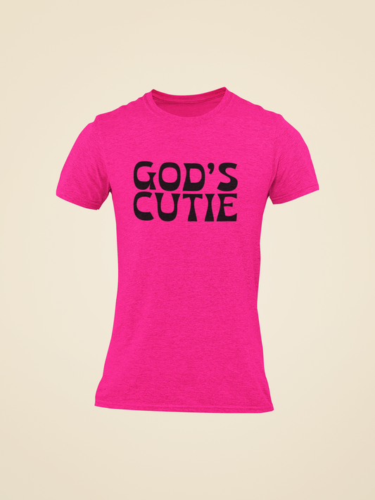 Black God's Cutie Hot Pink T-Shirt