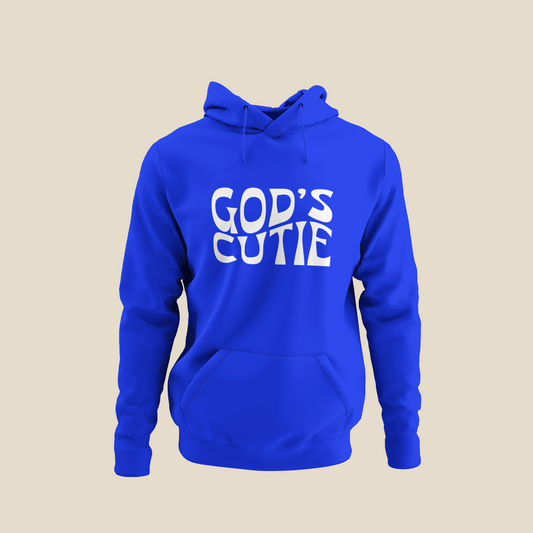 White Swirl God's Cutie Royal Blue Hoodie